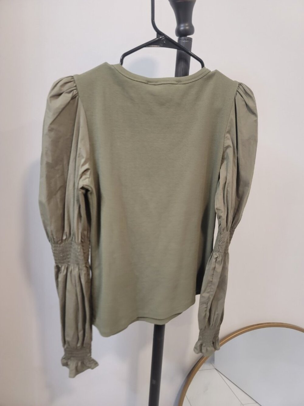 Veronica Beard Effy Sage Green Puff Sleeves Top Size Med - Picture 4 of 6